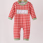 Holiday Plaid Goose Embroidery Boy Romper Honeydew