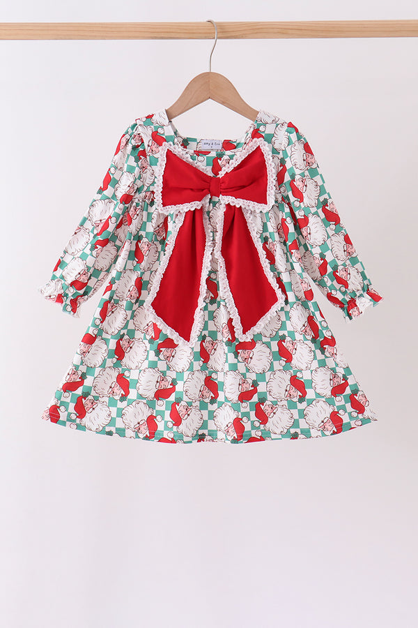 Red Santa Bow Lace Dress Honeydew