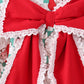 Red Santa Bow Lace Dress Honeydew