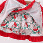 Red Santa Embroidery Girl Ruffle Skort Set Honeydew