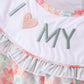 Premium Floral I Love My Mom Embroidery Dress Honeydew