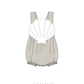 Latte Stripe Shell Applique Bubble Honeydew