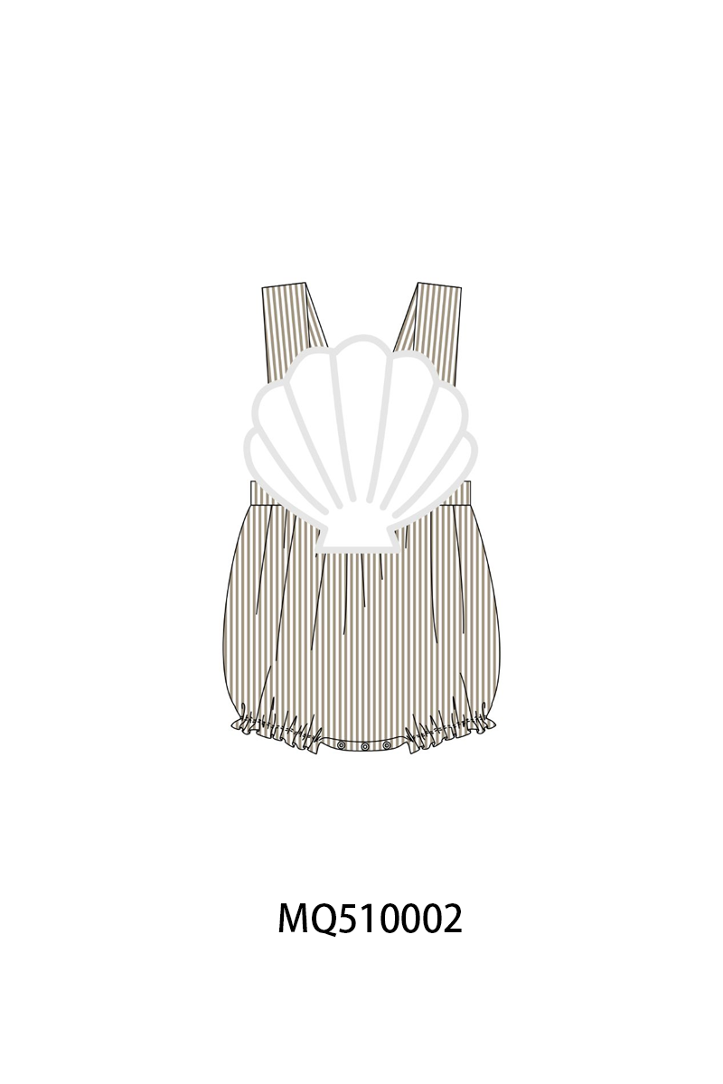 Latte Stripe Shell Applique Bubble Honeydew