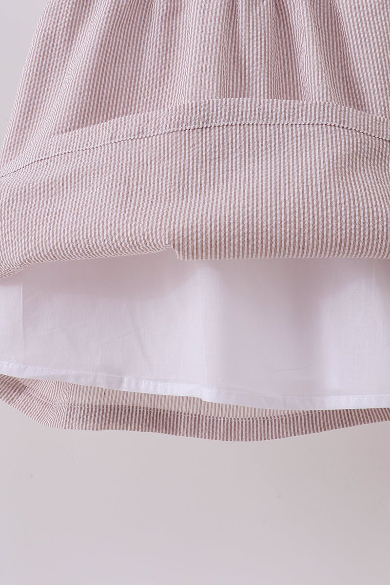 Latte Stripe Shell Applique Dress Honeydew