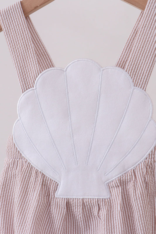 Latte Stripe Shell Applique Bubble Honeydew