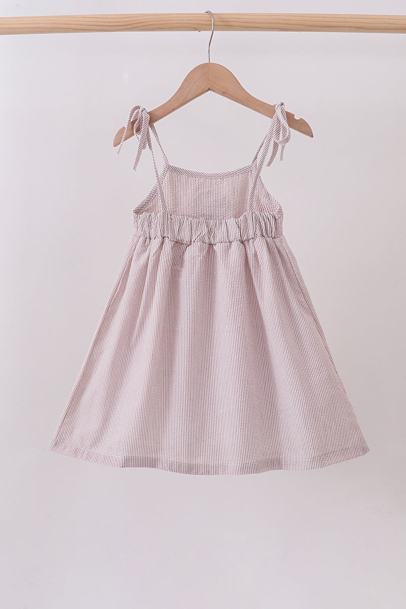 Latte Stripe Shell Applique Dress Honeydew