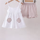 Ivory Shell Embroidery Ruffle Shorts Set Honeydew