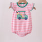 Pink Golf Cart Applique Stripe Ruffle Bubble Honeydew