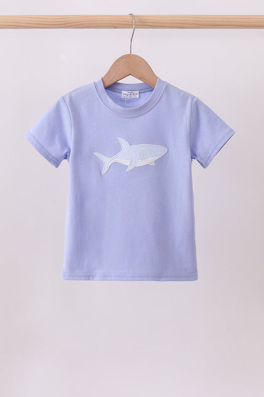 Blue Shark Embroidery Top Honeydew