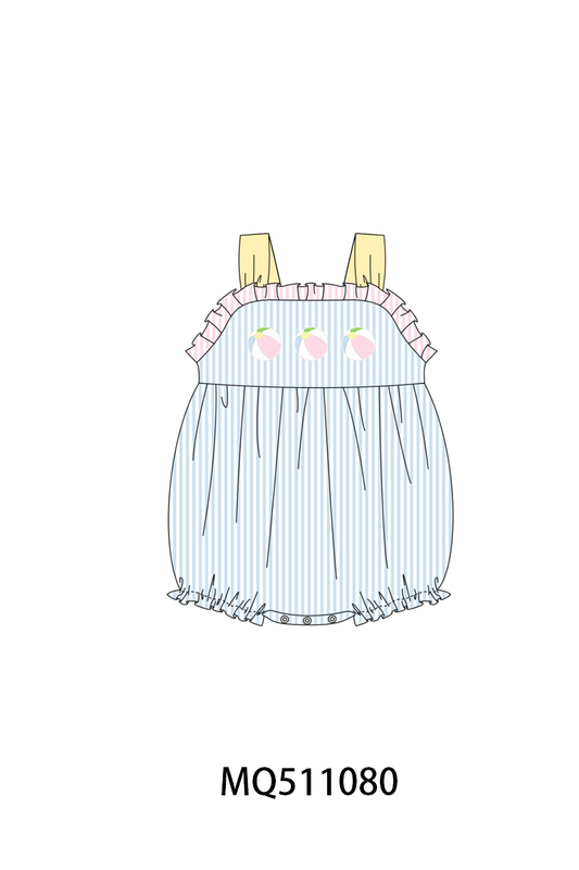 Blue Ball Embroidery Ruffle Stripe Bubble Honeydew