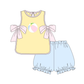 Mustard Ball Applique Bow Shorts Set Honeydew