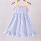 Blue Ball Embroidery Ruffle Dress Honeydew