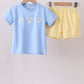 Blue Ball Embroidery Shorts Set Honeydew