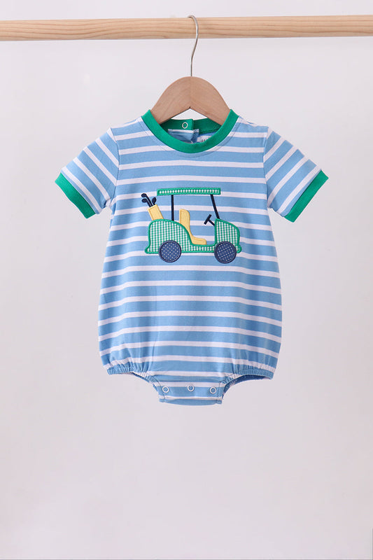 Blue Stripe Golf Cart Applique Bubble Honeydew