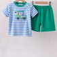 Blue Stripe Golf Cart Applique Shorts Set Honeydew
