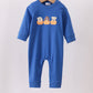 Royal Blue Puppy Embroidery Pumpkin Romper Honeydew