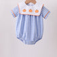 Blue Gingham Embroidery Boy Bubble Honeydew