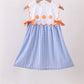 Blue Gingham Embroidery Bow Girl Dress Honeydew