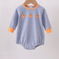 Blue Stripe Pumpkin Embroidery Boy Bubble Honeydew