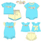 Blue Beach Sandcastle Embroidery Collection - Girl Romper - eta July Boyis