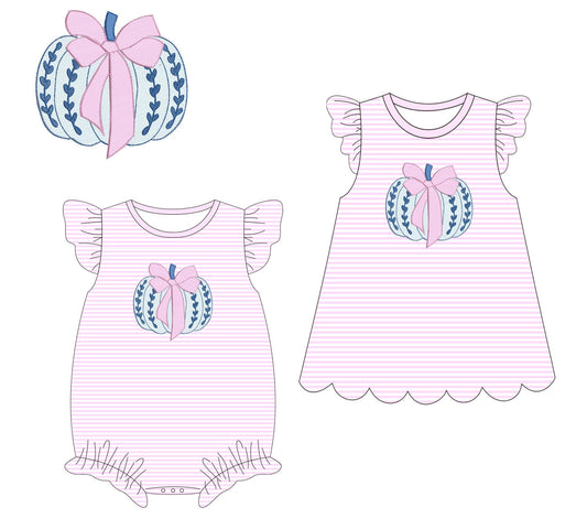Pink Striped Pumpkin Applique Collection- Eta August (Copy) Boyis