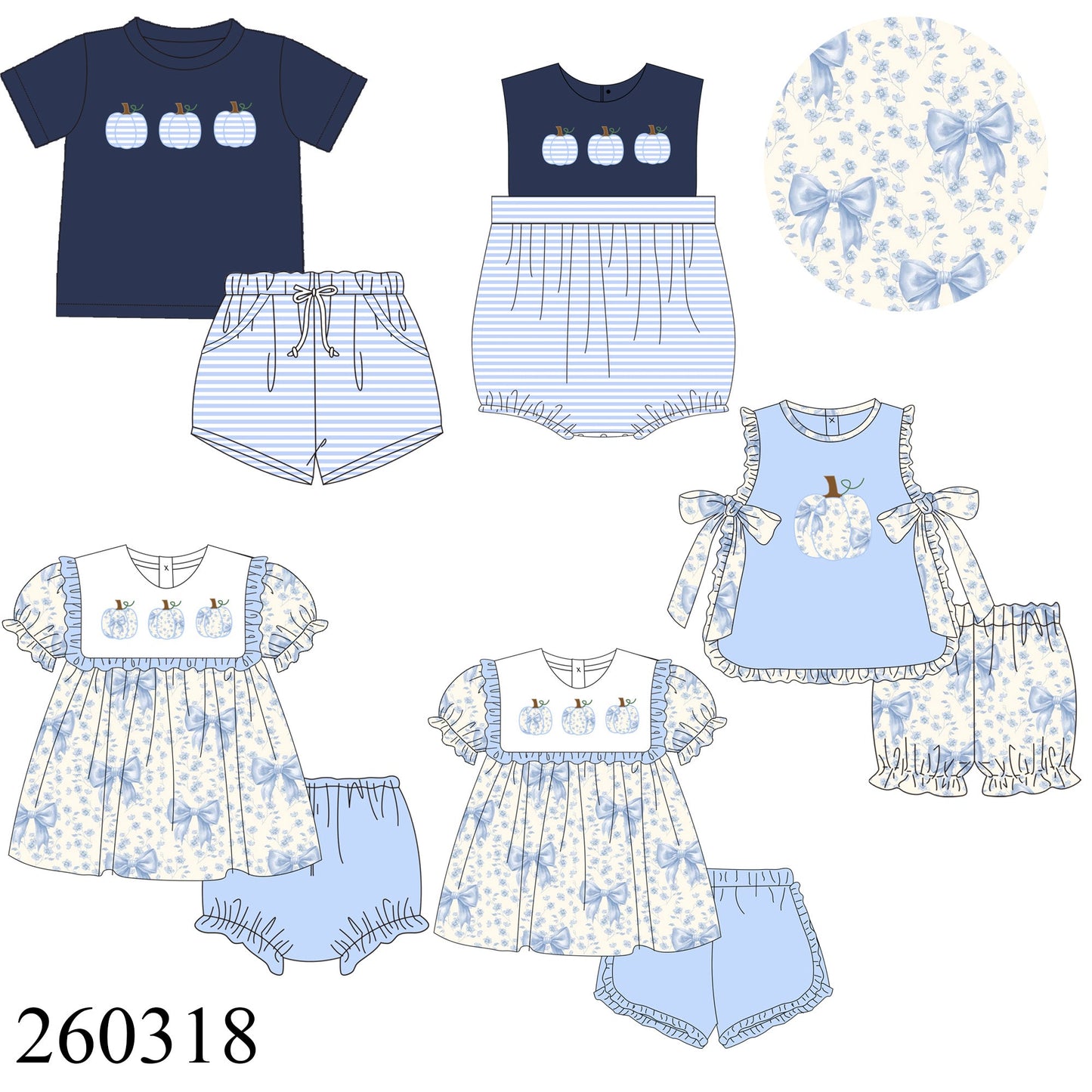 Blue Pumpkin Applique Coquette Collection- Eta August Boyis