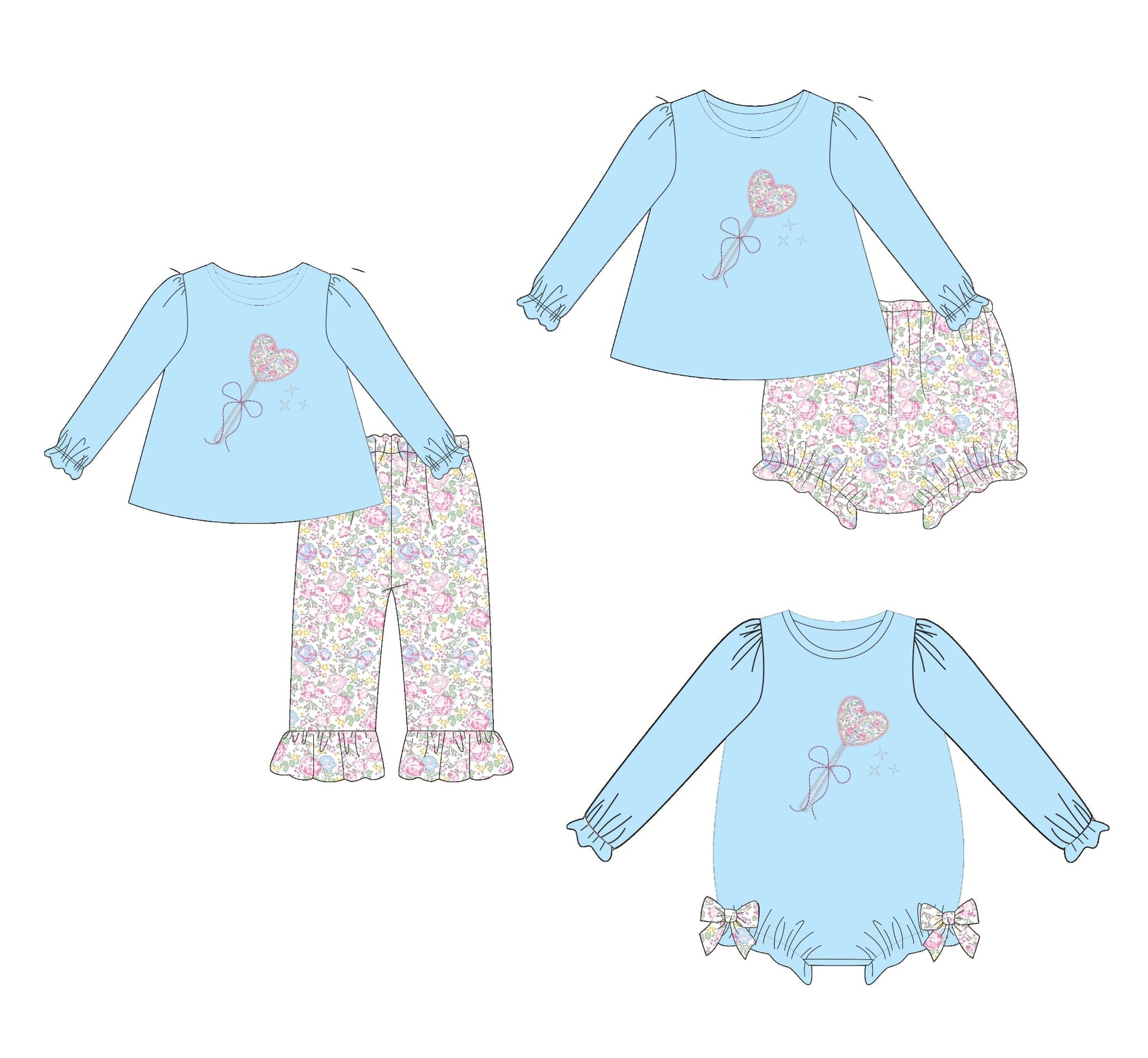 Blue Floral Heart Wand Collection - ETA December Boyis