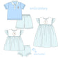 Blue Cross Seersucker Sibling Collection - Eta February Boyis