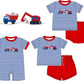 Blue Stripe Excavator Baseball Sibling Collection - ETA February Boyis