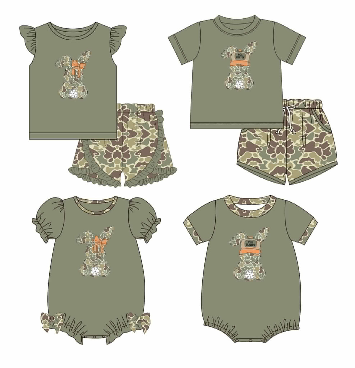 Green Camo Bunny Sibling Collection - ETA February Boyis