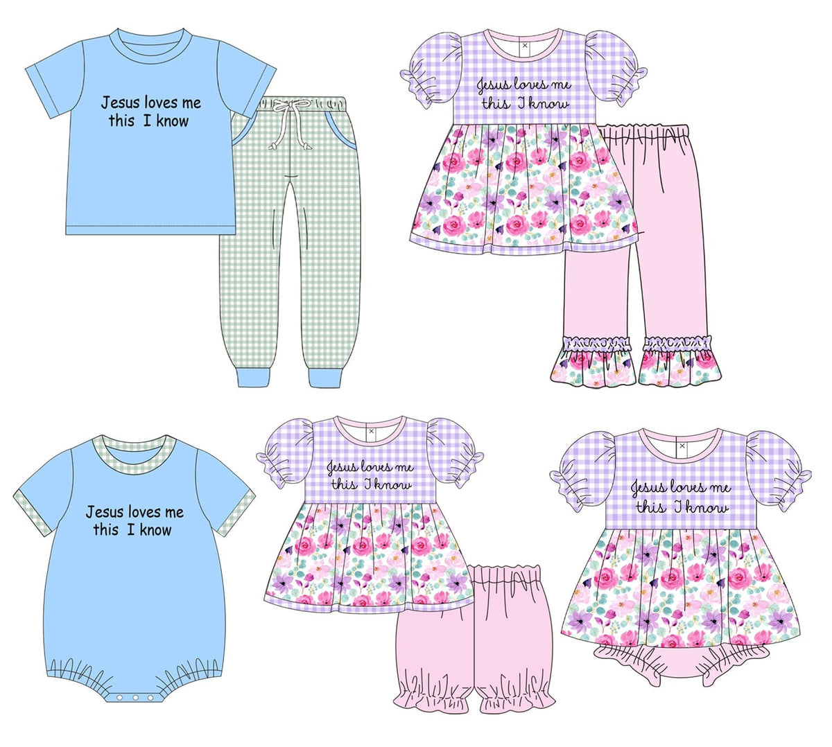 Jesus Loves Me Blue and Purple Gingham Collection - ETA February Boyis
