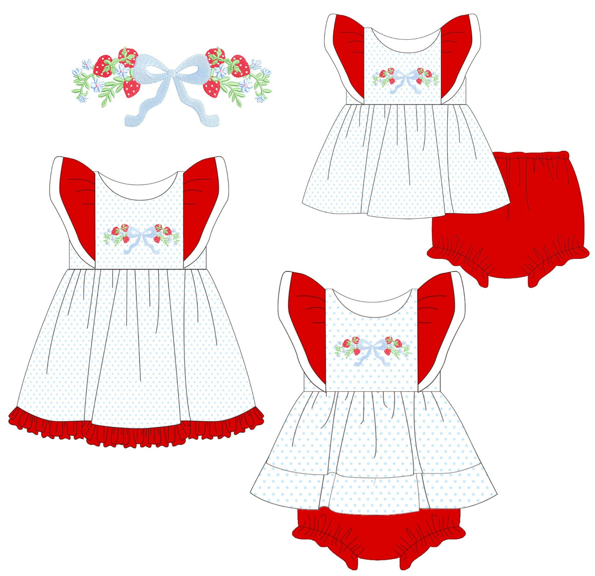 White Strawberry Coquette Bows Sibling Collection - ETA February Boyis