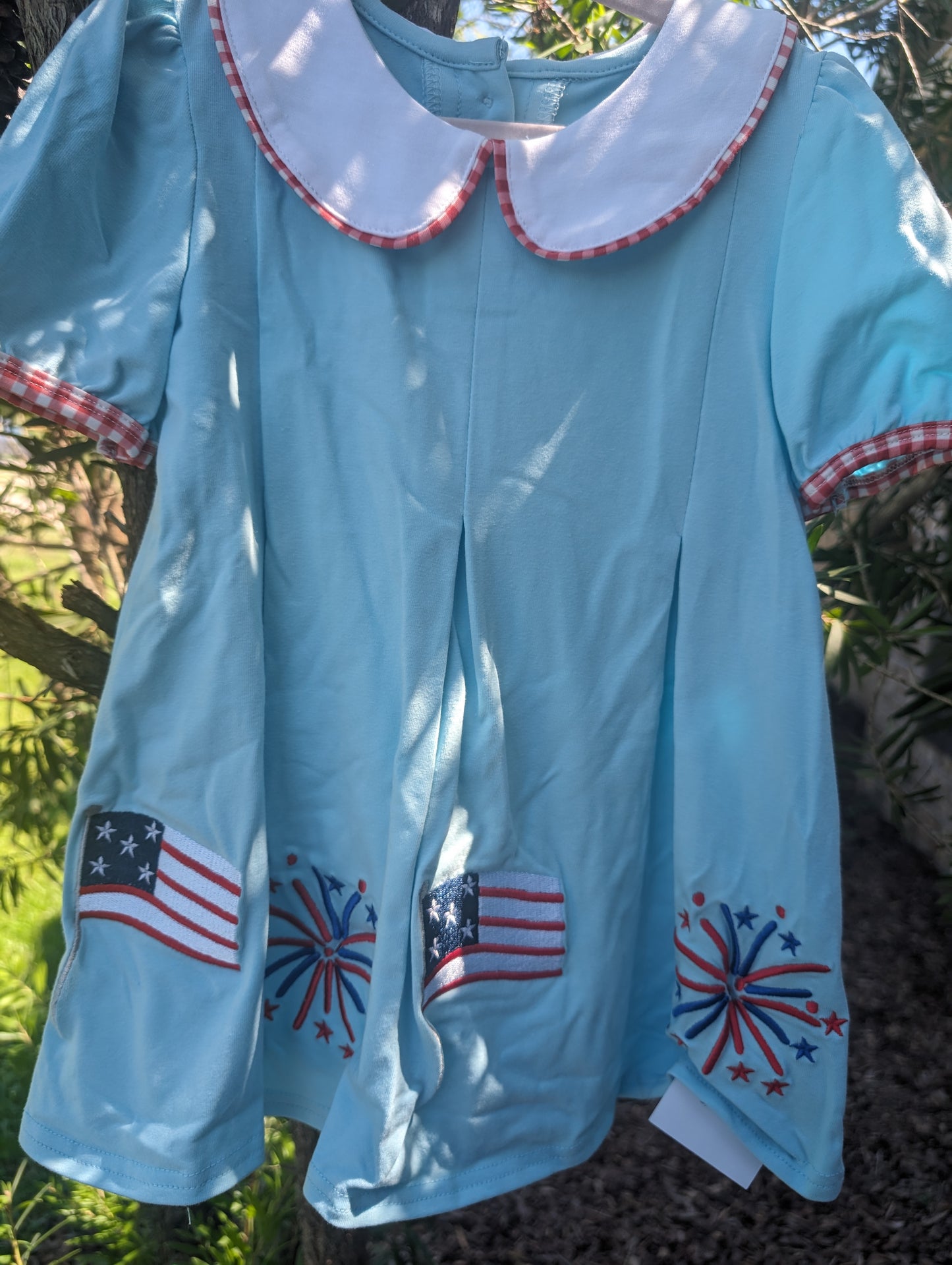 Blue Patriotic Flag Embroidery Dress Honeydew
