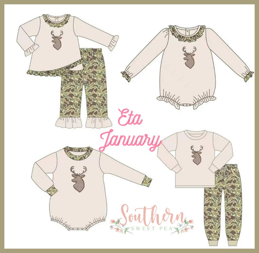 Tan Camo Deer Applique Collection - ETA January Boyis