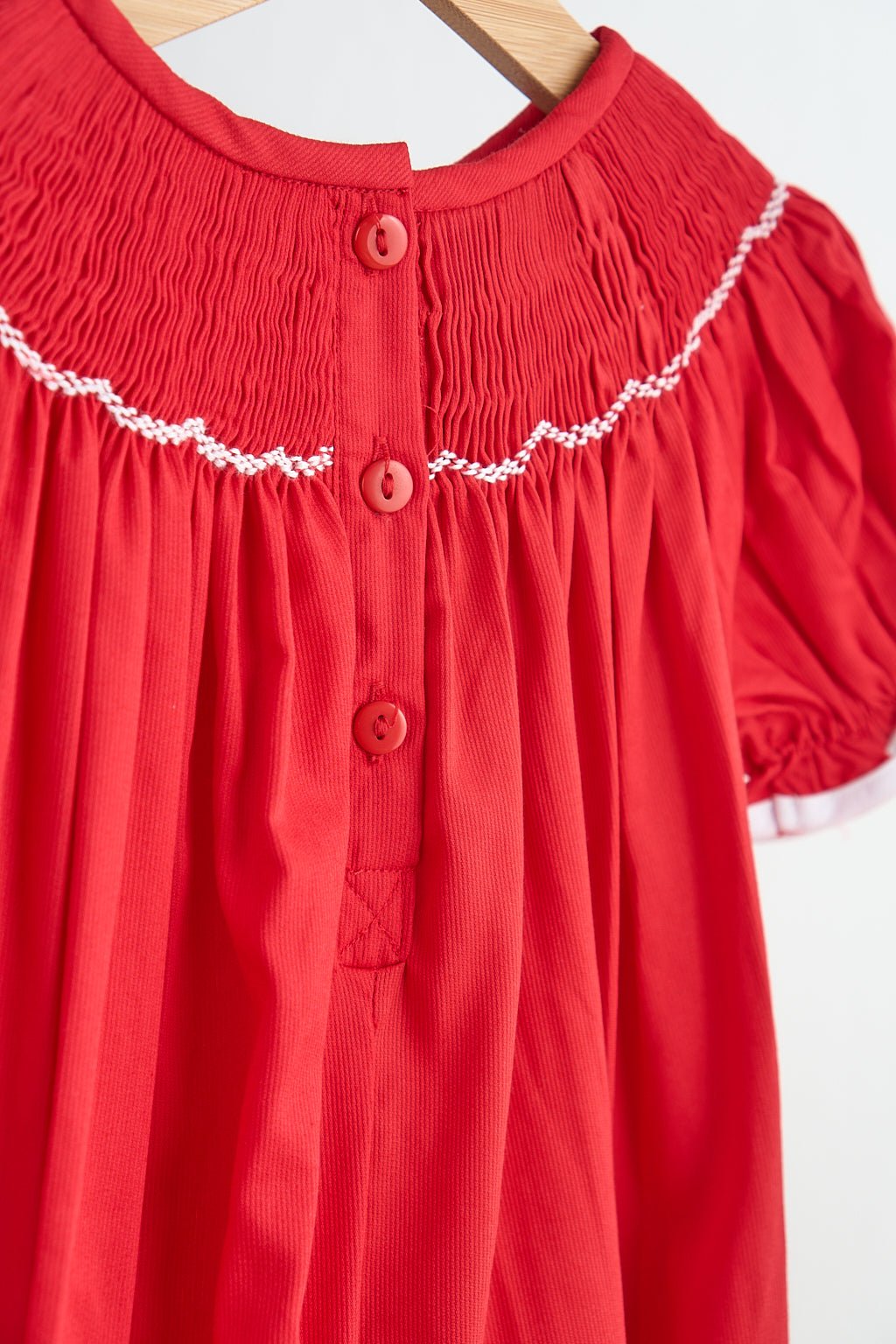 Red Candy Handsmocked Girl Romper Honeydew