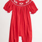 Red Candy Handsmocked Girl Romper Honeydew