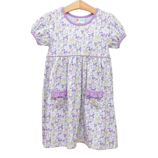 Mardi Gras Bow Dress Smock Candy