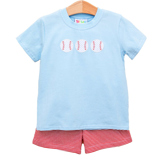 Take Me Out To The Ball Game Short Set Smock Candy