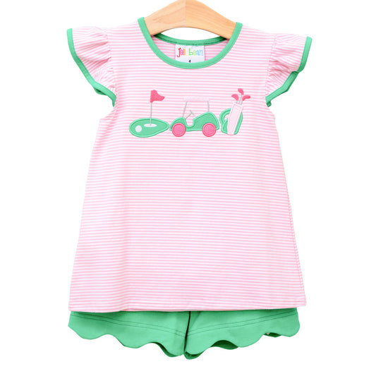 Gone Golfing Scallop Short Set Smock Candy