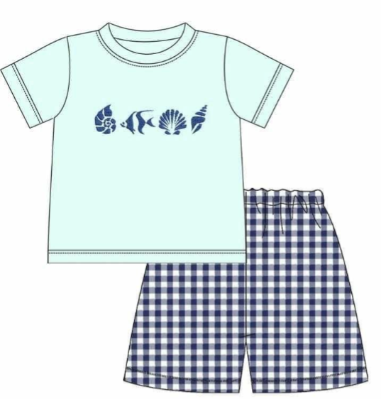 Tropical Fish Embroidery Boy Short Set - eta August Boyis