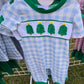Green Christmas Tree Embroidery Boy Romper Honeydew