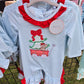 Blue Stripe Christmas Puppy Applique Girl Bubble Honeydew