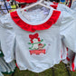 Blue Stripe Christmas Puppy Applique Girl Bubble Honeydew