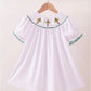 White Wreath Smocked Ruffle Dress Honeydew