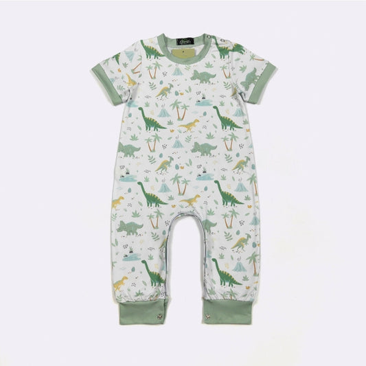 Dino-Mite Boy Print Romper Clover Cottage