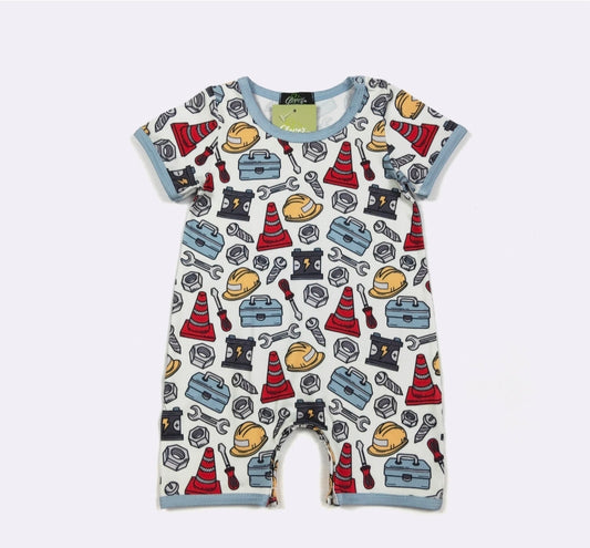 Toolbox Boy Print Romper Clover Cottage