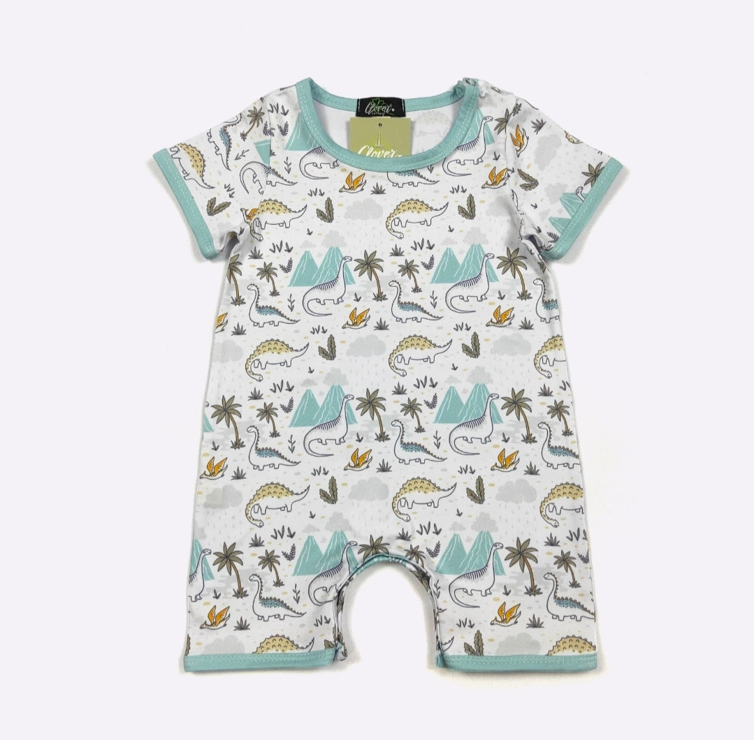 Brachiosaurus Boy Print Romper Clover Cottage