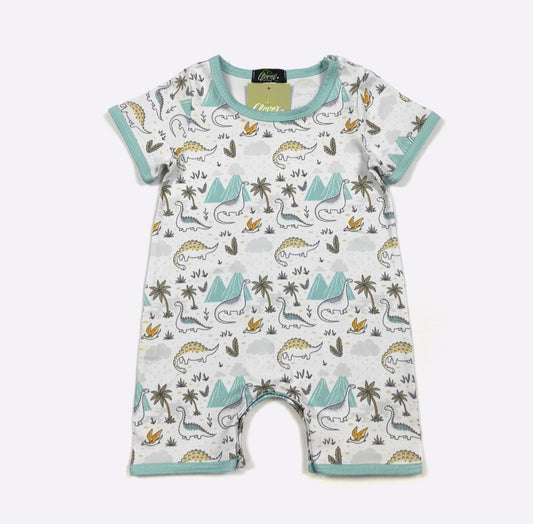 Brachiosaurus Boy Print Romper Clover Cottage