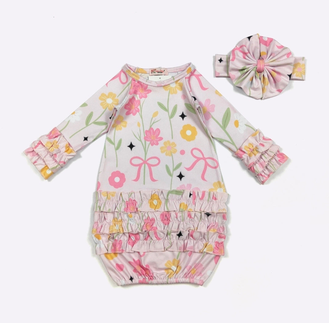 Newborn Baby Girl Gown Clover Cottage