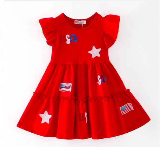 USA Sequin Red Dress Clover Cottage